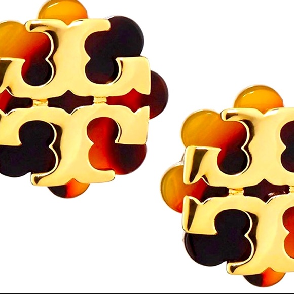 Tory Burch Jewelry - Tory Burch Flower Resin Stud Earrings tortoise